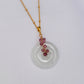 White Jade with Garnet Vine Necklace N1G