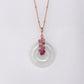 White Jade with Pink Sapphire Vine Necklace N3R