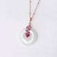 White Jade with Pink Sapphire Vine Necklace N3R