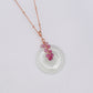 White Jade with Pink Sapphire Vine Necklace N3R