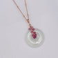 White Jade with Pink Sapphire Vine Necklace N3R
