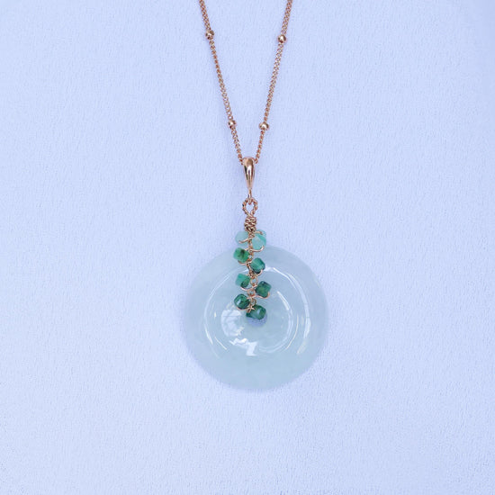 Light Green Jade with Emerald Vine Necklace N5R
