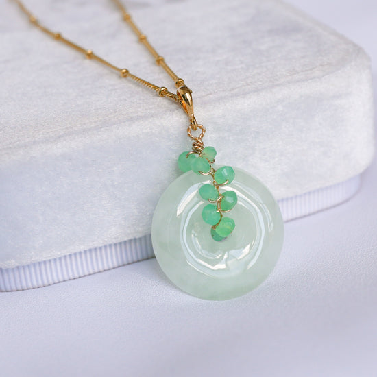 Light Green Jade with Chrysoprase Vine Necklace N7G