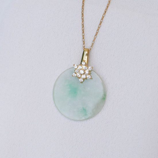 Sparkle Round Disc Jade Necklace N9G