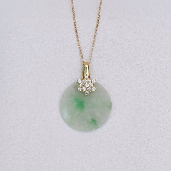Sparkle Round Disc Jade Necklace N9G
