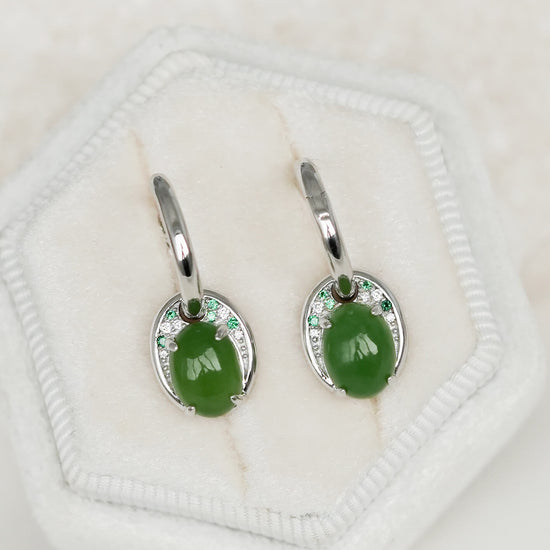 Chic Hoop Earrings with Detachable Twinkling Jade Dangles