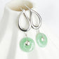 Green Jade with Curved Dewdrop Ear Studs