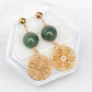Chic Forest Green Jade Intricate Floral Earrings