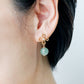 Open Flower Ear Studs with Sage Green Jade