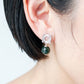 Vintage Open Square Ear Studs with Pine Green Jade