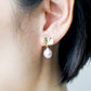 Gingko Leaf Ear Studs with Blush Baroque Pearls