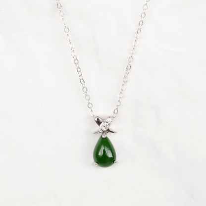 Jade Ribbon Pendant Necklace