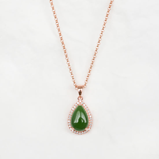 Jade Halo Dewdrop Necklace