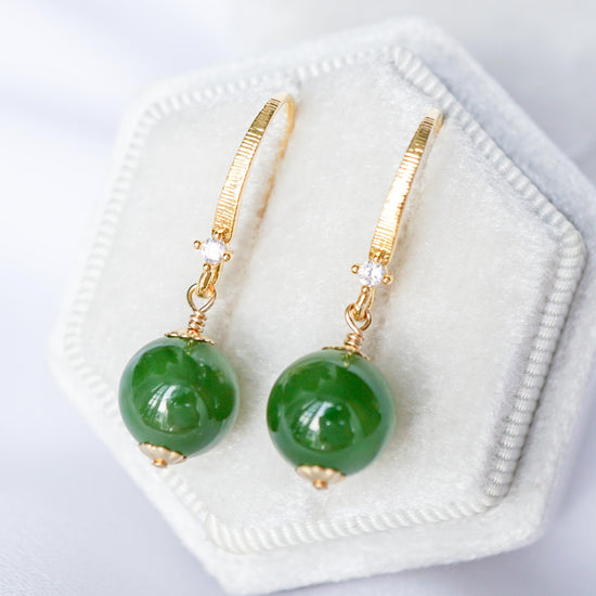 Nephrite Jade Dapped Hook Earrings