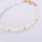 Tiny White Pearl Bracelet with Gold Accents