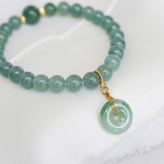 Glacial Teal Jade Bracelet P2 - 14K Gold