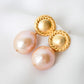 Medallion Ear Studs with Blush Baroque Pearls