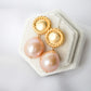 Medallion Ear Studs with Blush Baroque Pearls