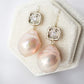 Organic Square CZ Ear Studs with Baroque Pearls - PE12