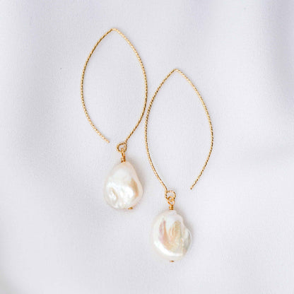 Keshi Pearl Sleek Hook Earrings PE2