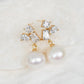 Geometric Stud Earrings with White Pearls