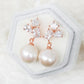 Geometric Stud Earrings with White Pearls