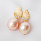 Sparkly Dewdrop Ear Studs with Baroque Pearls - PE6