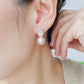Sparkly Dewdrop Ear Studs with Baroque Pearls - PE7