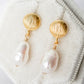 Button Ear Studs with Petite Baroque Pearls