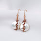 Coin Pearl with Garnet Vine Hook Earrings