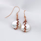 Coin Pearl with Garnet Vine Hook Earrings