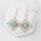 Peranakan Tile Apple Green Jade Milgrain Hook Earrings