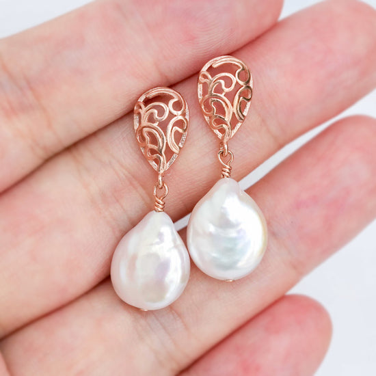 Paisley Earrings with Keshi Pearls