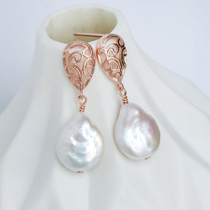 Paisley Earrings with Keshi Pearls