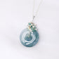 Peacock Blue Jade Donut with Gem Cluster Necklace