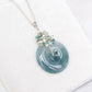Peacock Blue Jade Donut with Gem Cluster Necklace