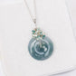 Peacock Blue Jade Donut with Gem Cluster Necklace