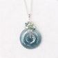 Peacock Blue Jade Donut with Gem Cluster Necklace