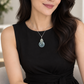 Peacock Blue Jade Donut with Gem Cluster Necklace