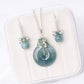 Peacock Blue Jade Donut with Gem Cluster Necklace