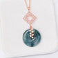 Peacock Blue Jade with Peranakan Tile and Pearl Vine Necklace - N904R