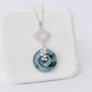 Peacock Blue Jade with Peranakan Tile and Pearl Vine Necklace - N903S