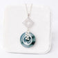 Peacock Blue Jade with Peranakan Tile and Pearl Vine Necklace - N903S