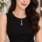 Peacock Blue Jade with Peranakan Tile and Pearl Vine Necklace - N903S