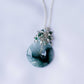 Peacock Blue Jade Donut with Gem Cluster Necklace N906S