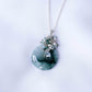 Peacock Blue Jade Donut with Gem Cluster Necklace N906S