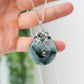 Peacock Blue Jade Donut with Gem Cluster Necklace N906S