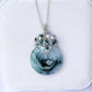 Peacock Blue Jade Donut with Gem Cluster Necklace N906S