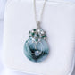 Peacock Blue Jade Donut with Gem Cluster Necklace N906S