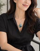 Peacock Blue Jade Donut with Gem Cluster Necklace N906S